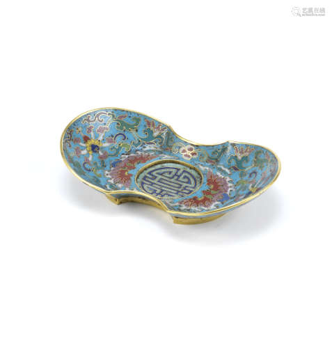 A cloisonné enamel ingot-shaped cup stand,18th/19th century