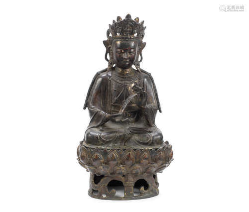 A bronze figure of a seated Bodhisattva,Late Ming Dynasty, 17th century