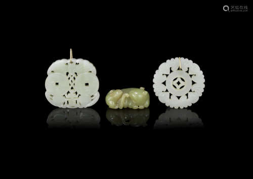 Two pale green jade reticulated plaques,19th century