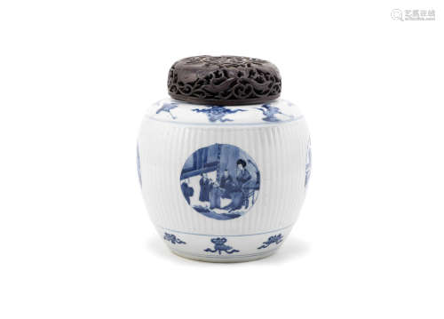 A blue and white oviform jar,Kangxi