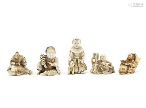 A selection of five ivory netsuke,Taisho Period