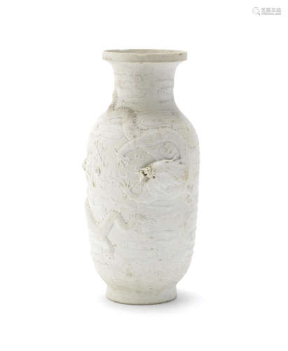 A carved biscuit 'dragon' baluster vase,Qianlong seal mark, 19th/20th century