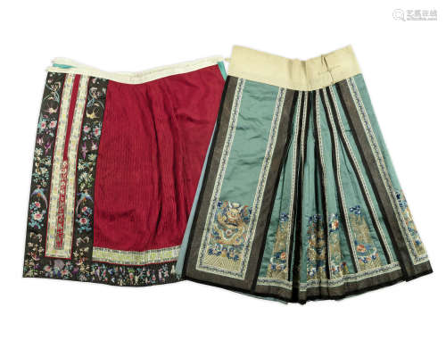 Two silk apron skirts,19th/20th century
