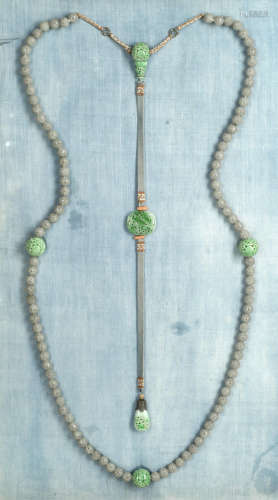 A jade and jadeite 'mandarin' necklace, chaozhu,20th century