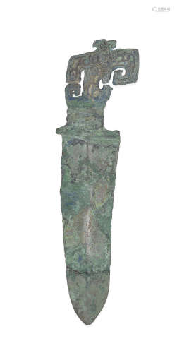 A rare archaic bronze 'bird' dagger, ge,Late Shang Dynasty, 12th-11th century BC