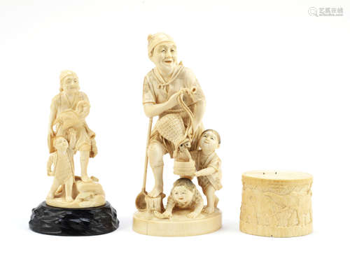 A group of three ivory okimono,Meiji/Taisho Period