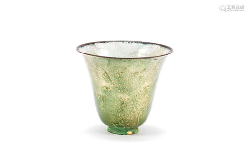 An unusual gilt and green-enamelled flaring cup,18th century