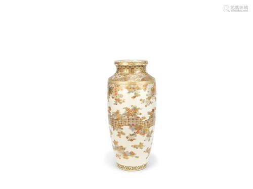 A large Satsuma rouleau vase,Meiji Period