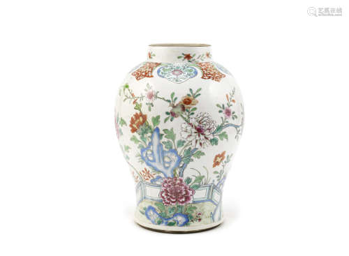 A gilt-decorated famille rose baluster vase,Qianlong