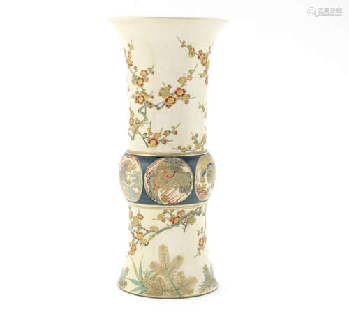 A large Satsuma 'gu' form beaker vase,Meiji Period