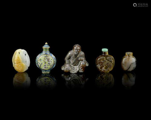 A small group of snuff bottles and works of art,Late Qing Dynasty and later