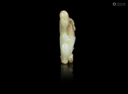 A pale green and russet jade carving of Shoulao,18th/19th century
