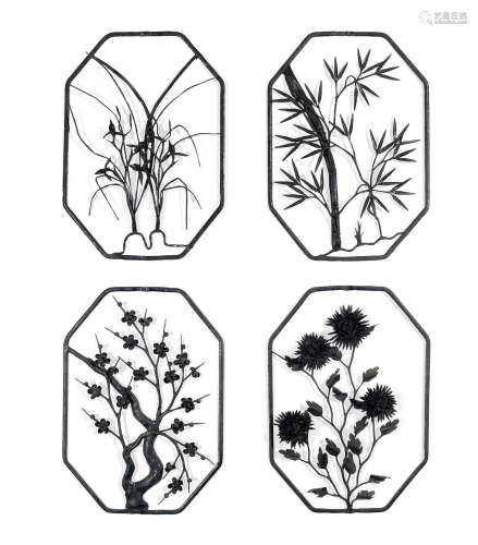 A set of four 'iron wire' pictures,18th/19th century
