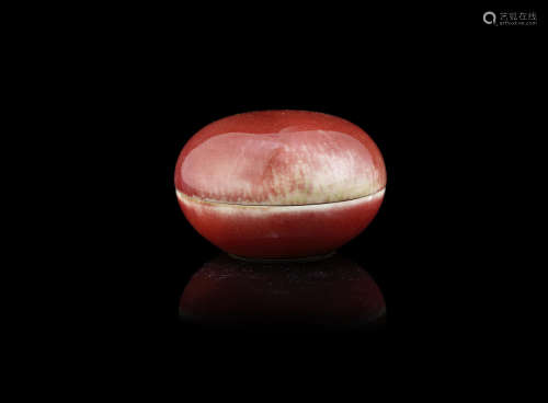 A peach bloom-glazed circular box and cover,Kangxi six-character mark, 19th century
