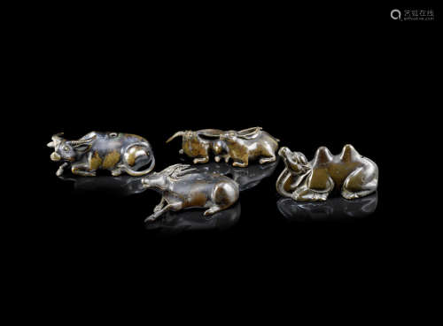 Four bronze animal-shaped water droppers,Qing Dynasty