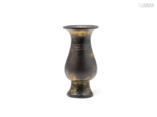 A gilt-bronze baluster vase,Late Ming Dynasty