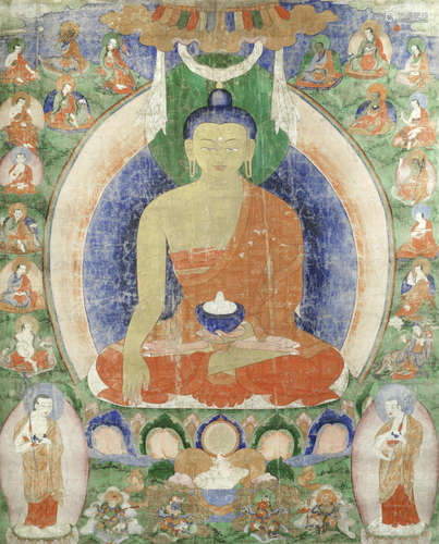 A LARGE THANGKA OF SAKYAMUNI,19th century