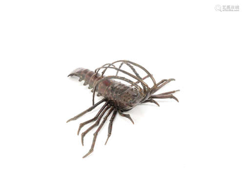 A Japanese articulated copper model of a crayfish,Meiji Period