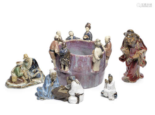 A varied group of Chinese and Japanese ceramics and carvings,Republic Period and later