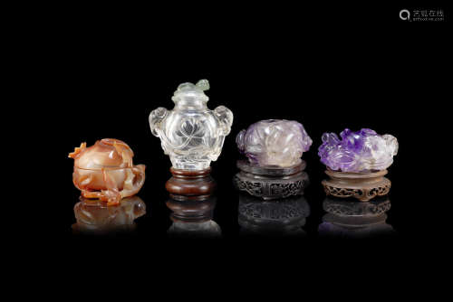 A group of hardstone carvings,Late Qing Dynasty