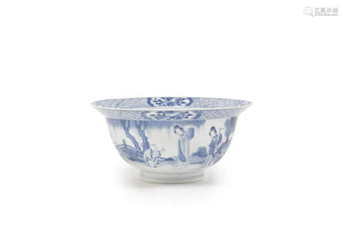 A blue and white 'klapmuts' bowl,Jiajing six-character mark, Kangxi