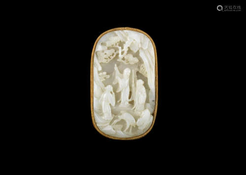 A white jade plaque,18th/19th century
