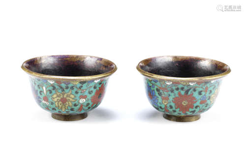 A pair of cloisonné enamel cups,17th century