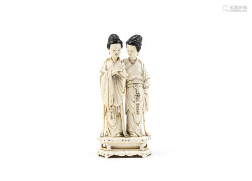 A carved ivory 'ladies' group,18th/19th century