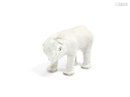 A blanc-de-chine model of an elephant,Kangxi