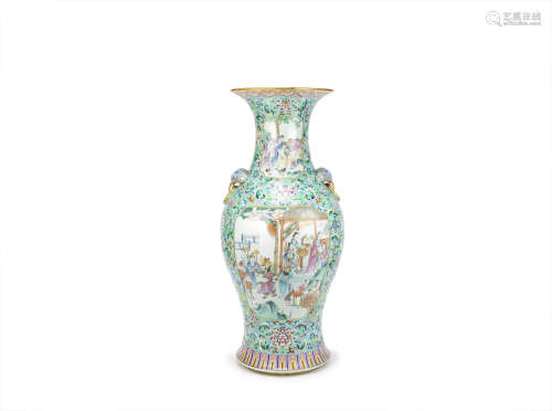 An impressive famille rose baluster vase,Jiaqing/Daoguang