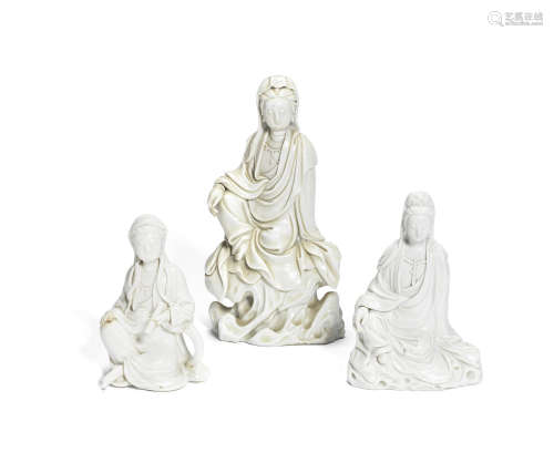 A group of blanc-de-chine figures of Guanyin,18th century