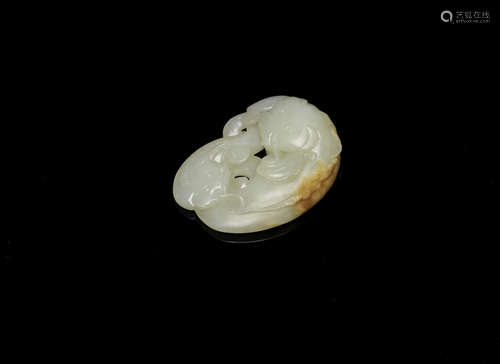 A white and russet jade catfish group,18th century