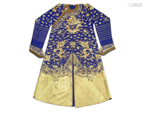 A blue-ground 'dragon' robe, jifu,Early 20th century