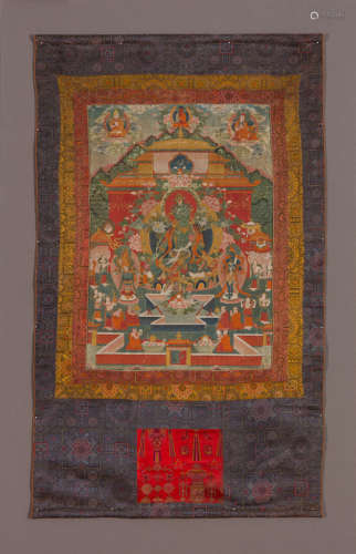 西藏十九世纪 绿度母像