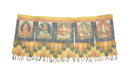 西藏 十九世纪 彩绘法相桌盖