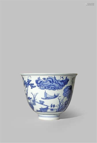 十六世纪中期 青花山水纹铃铛杯