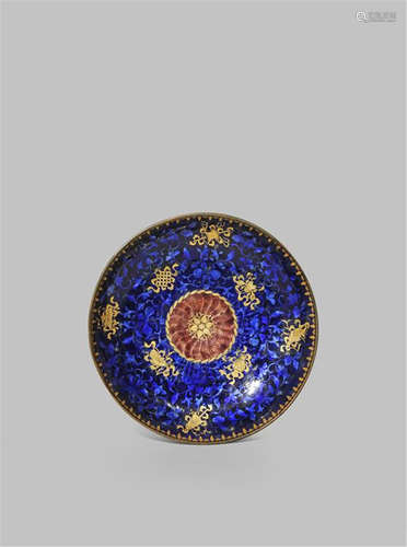 A CHINESE ENAMELLED COPPER 'BAJIXIANG' DISH LATE 18TH CENTURY