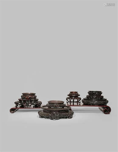 ELEVEN CHINESE HARDWOOD STANDS 19TH/20TH CENTURY