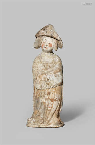 A CHINESE POTTERY FIGURE OF A COURT LADY TANG DYNASTY 618-907 AD