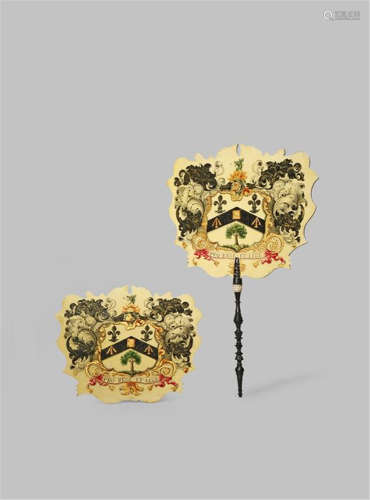 A PAIR OF CHINESE ARMORIAL FACE SCREENS EARLY 19TH CENTURY