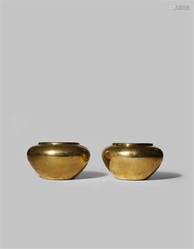 A PAIR OF CHINESE BRONZE 'ALMS BOWL' FORM INCENSE BURNERS QING DYNASTY