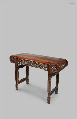 A CHINESE HARDWOOD SIDE TABLE LATE QING DYNASTY