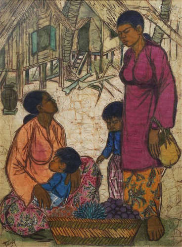CHUAH THEAN TENG (1914-2008), 'AT THE FRUIT STALL' 1971
