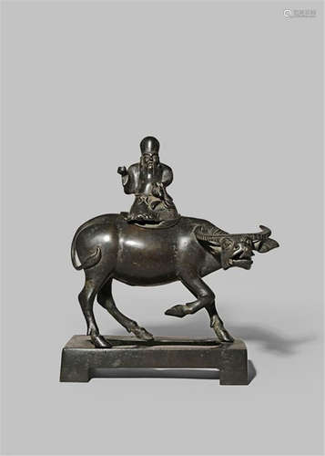 A CHINESE BRONZE MODEL OF SHOULAO RIDING A WATER BUFFALO QING DYNASTY