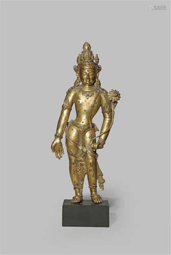 A NEPALESE GILT BRONZE FIGURE OF PADMAPANI 20TH CENTURY