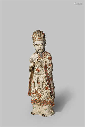 A MASSIVE JAPANESE SATSUMA FIGURE OF A COURT OFFICIAL MEIJI 1868-1912