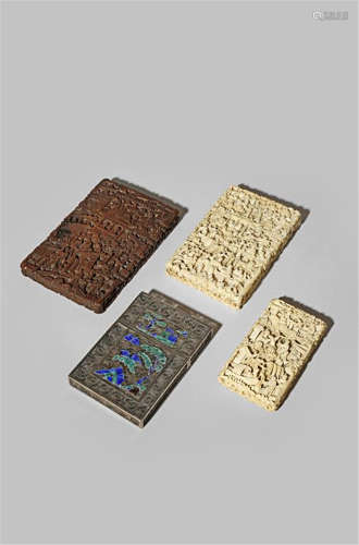 FOUR CHINESE CARD CASES19TH AND EARLY 20TH CENTURY