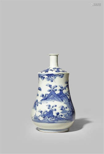 A JAPANESE ARITA BLUE AND WHITE SAKE BOTTLE, TOKKURI 18TH CENTURY