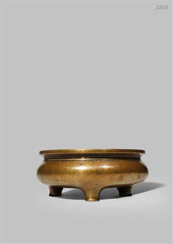 A CHINESE BRONZE CIRCULAR INCENSE BURNER PROBABLY 18TH CENTURY