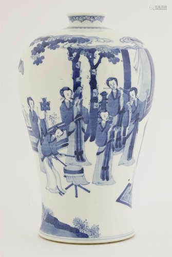 A blue and white vase